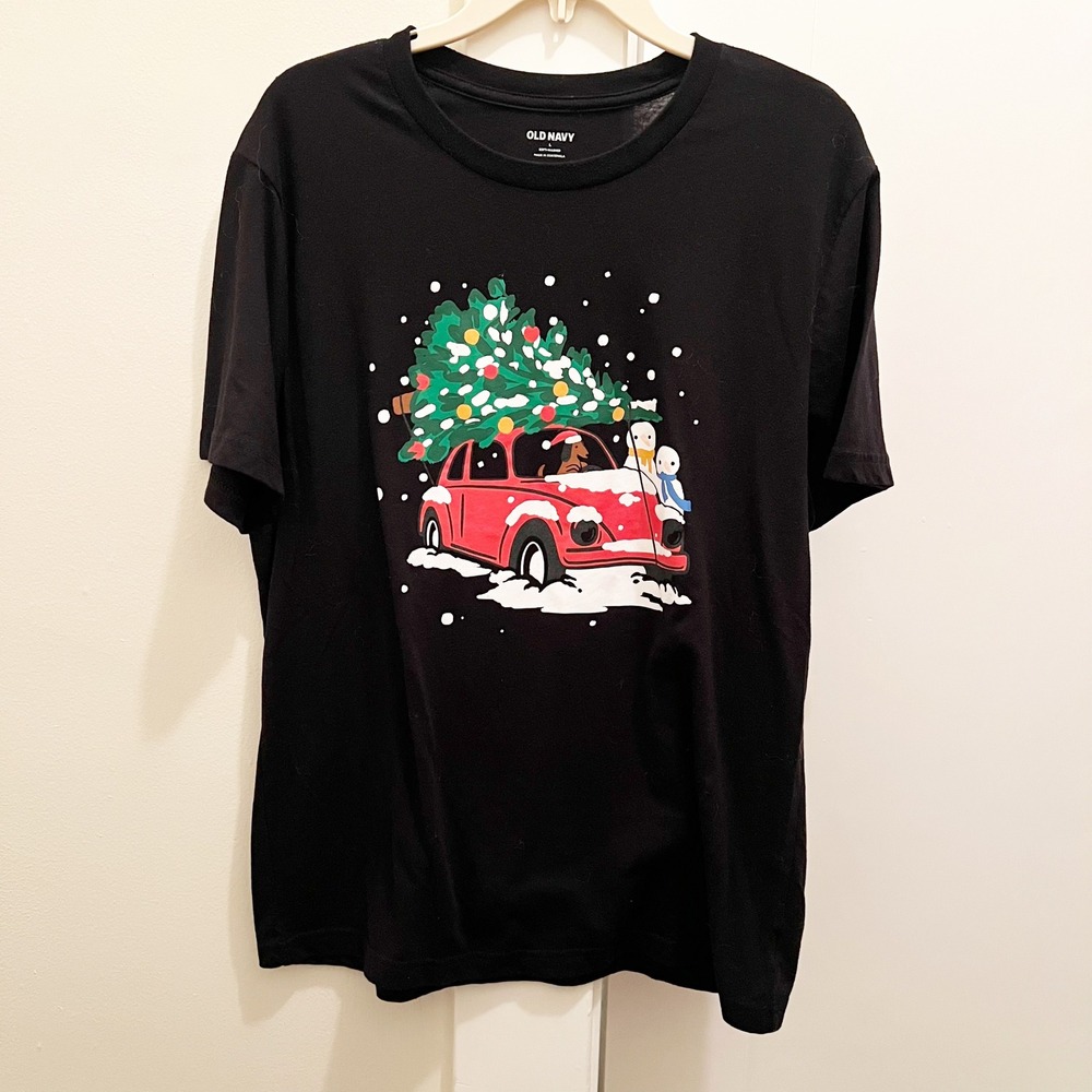 Old Navy Soft Washed Jingle Jammies T-Shirt in Blackjack Large Christmas Pajamas